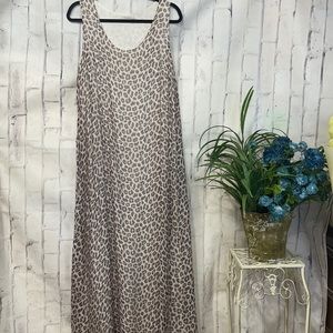Viola Borghi  Leopard Print Dress Maxi Silk Blend Pink & Grey Lined Sheath